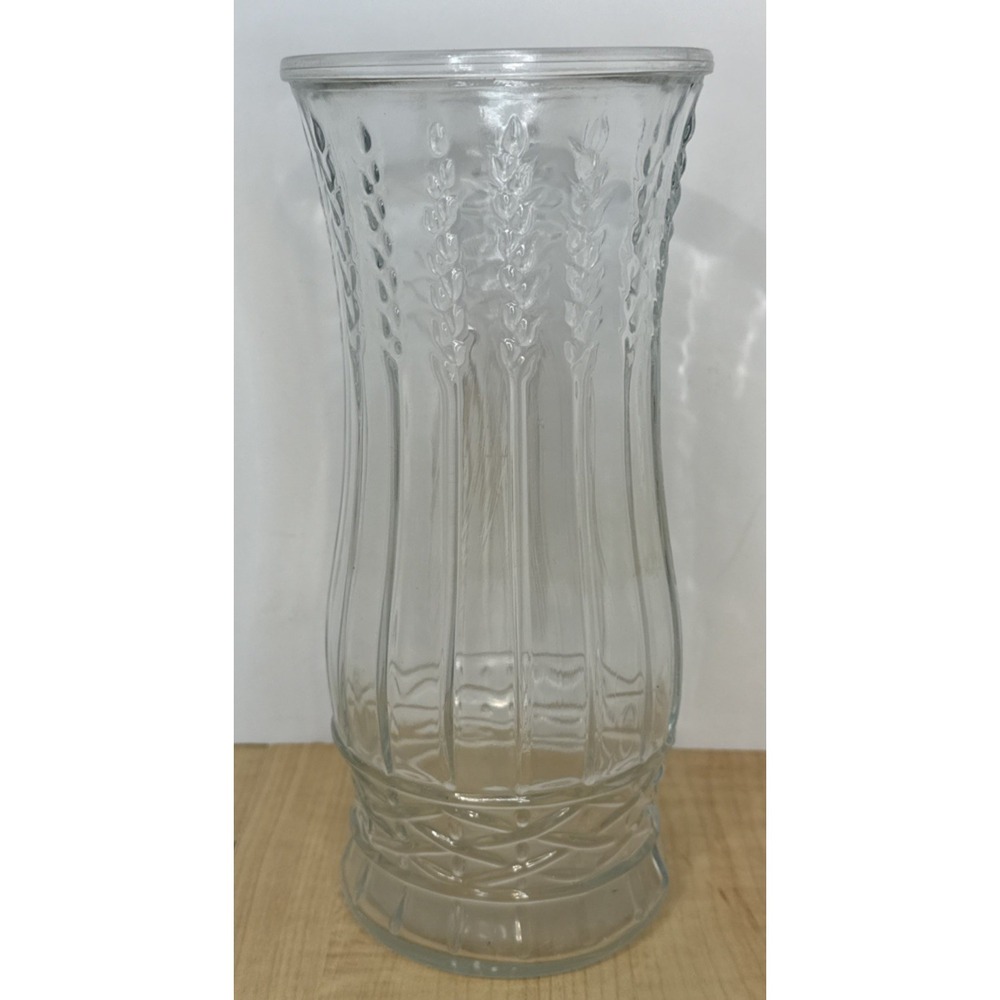 Vintage Brody Co. Glass Vase Etched Wheat Sheaf Design Collectible Decor 8.5"